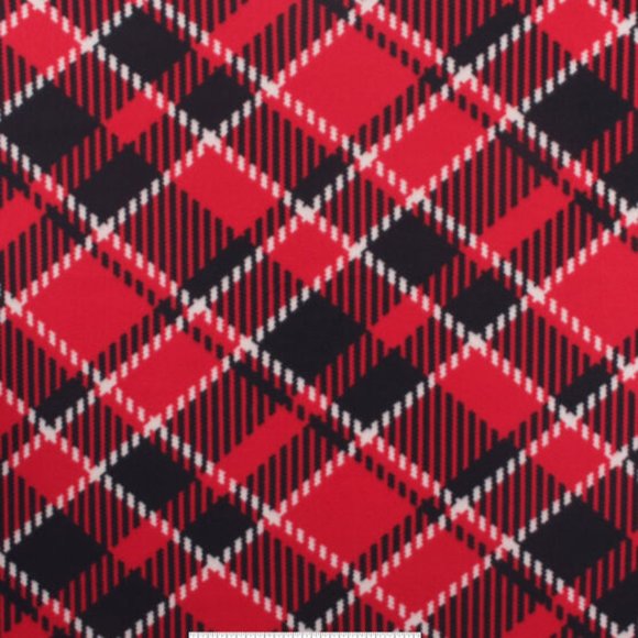 RED BLACK PLAID NO-SEW FLEECE THROW Make It Give - Picture 3 of 4